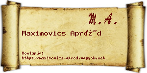 Maximovics Apród névjegykártya